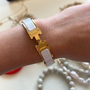 Hermes White Enamel clic-clac bracelet